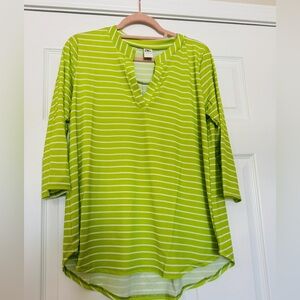 NEW Sew in Love Lime Green Striped 3/4 Sleeve Relaxed Tunic size small